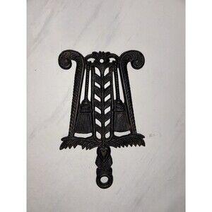 Vintage JZH Cast Iron Trivet Broom Wheat Scroll John Zimmerman Harner 1951 10
